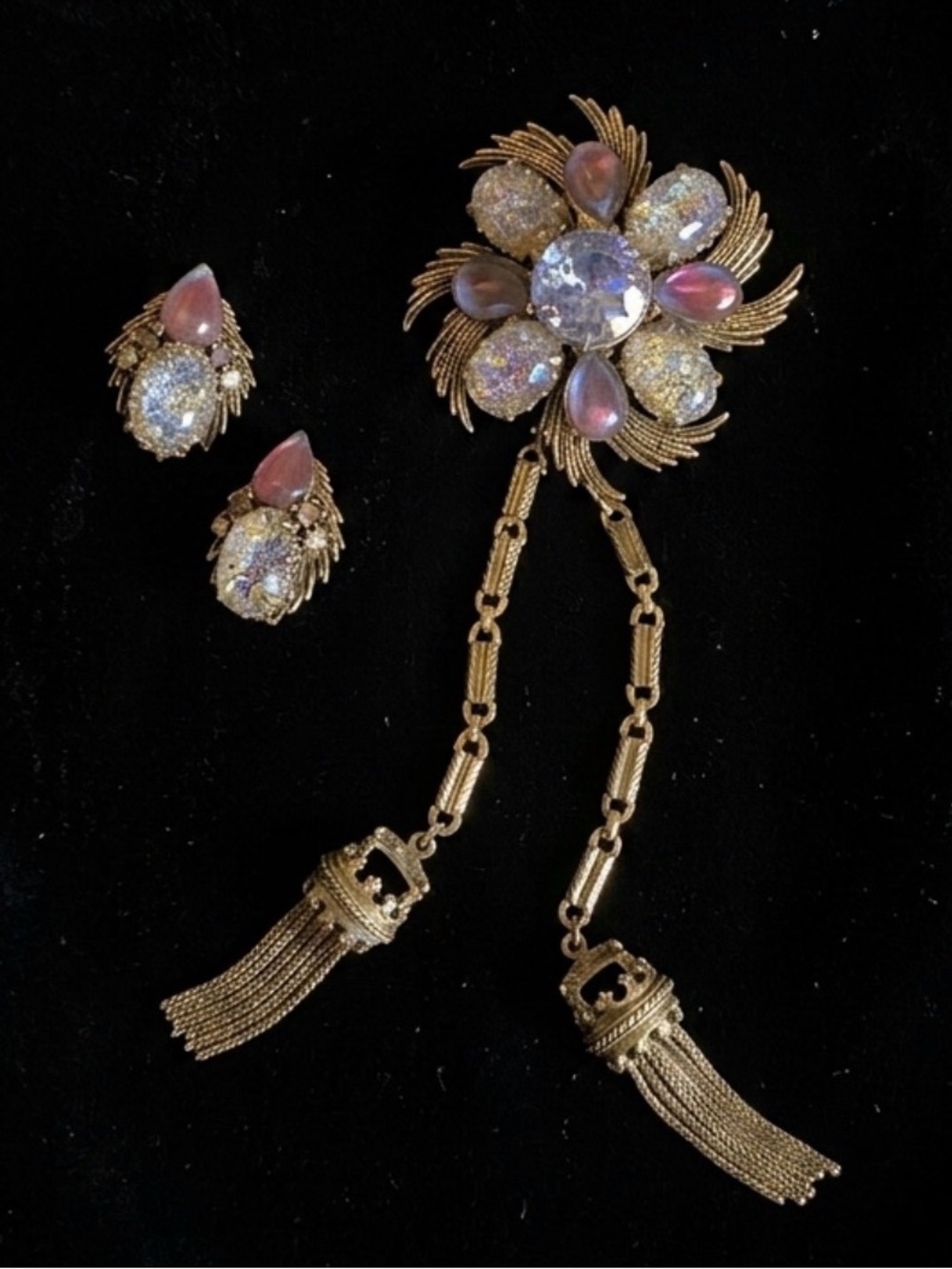 #187 RARE Vintage Florenza 1960’s Dragons Breath Parure Pendant & Earrings Set